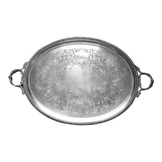 Huge Silver Plated Tray Marked "Rogers Smith & Co., New Haven, Conn.", Probably 1800s For Sale