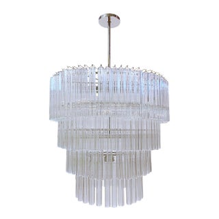 Nickel Polished Chandelier With Hexagon Glass Tube by Lmd Custom Lighting For Sale