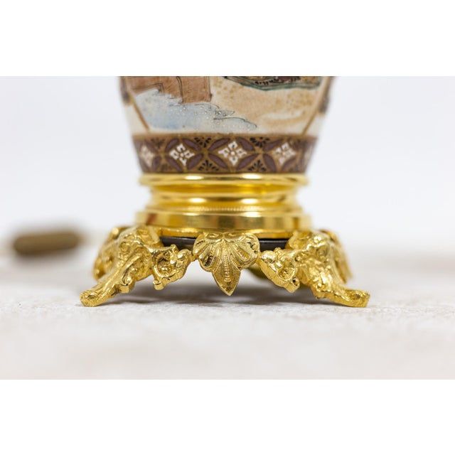 Ceramic Satsuma Earthenware and Gilt Bronze Lamps, 1880s, Set of 2 For Sale - Image 7 of 11