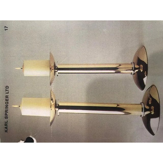 Brass Documented Karl Springer Mid-Century Brass and Chrome Candlesticks - Set of 3 For Sale - Image 8 of 9