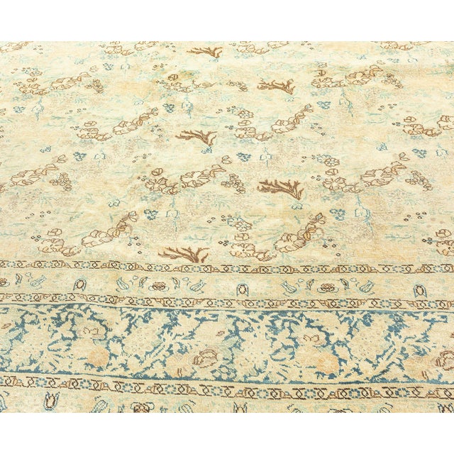 Antique Persian Tabriz Botanic Handmade Wool Rug For Sale - Image 4 of 7