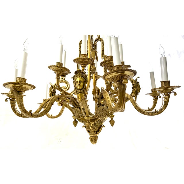Bronze 19th Century French Louis XVI Style, Heavy Gilt Bronze 16 Arm Chandelier For Sale - Image 8 of 16