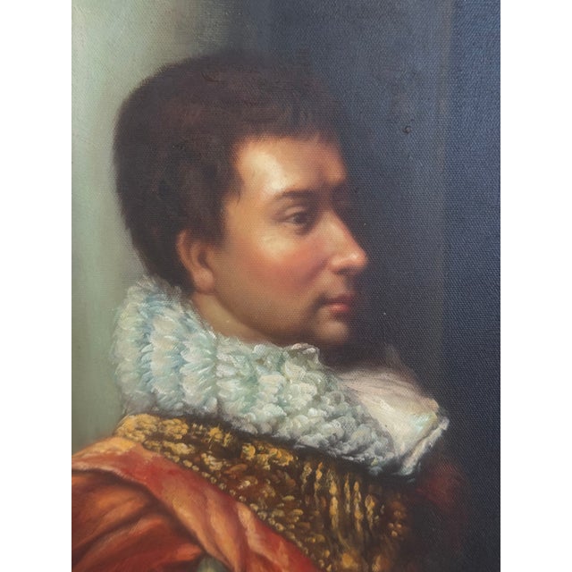 1990s Reproduction Oil on Canvas Italian Gentlemen For Sale - Image 4 of 5