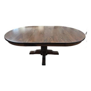 Mid 20th Century Antiqued Pine Quadpod Pedestal Extension Dining Table For Sale