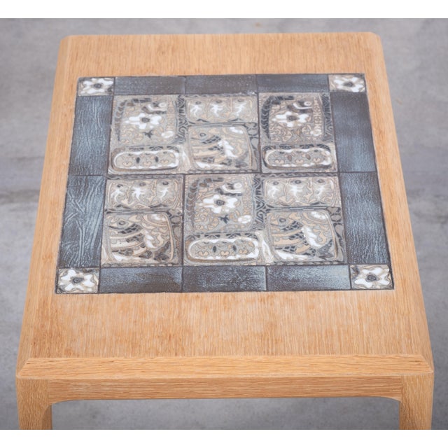 Johannes Andersen Oak Side Tables with Royal Copenhagen Tiles by Johannes Andersen, 1960s, Set of 2 For Sale - Image 4 of 13
