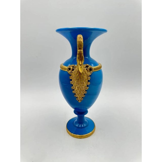 Charles X Two-Handled Vase in Opaline and Gilded Bronze For Sale - Image 12 of 13