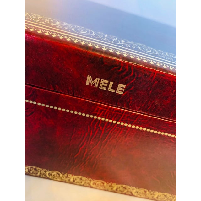 Textile Vintage Mele Jewelry Chest With Original Key and Tag For Sale - Image 7 of 13