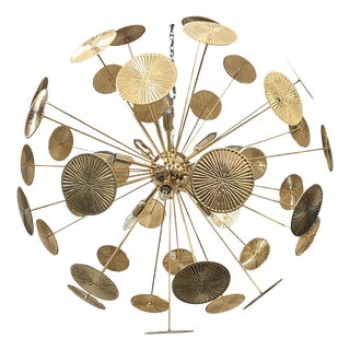 Handmade Hammered Sputnik Chandelier in Gold by Simoeng For Sale