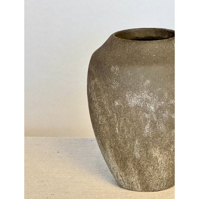 Brown Vase With Textured Glaze Detail For Sale - Image 4 of 5
