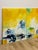 Set of 3 Modern Abstract Paintings Yellow Green Blue Wall Art Acrylic on Canvas For Sale - Image 9 of 16