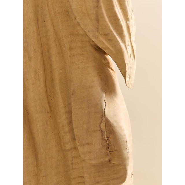 The Vintage Monumental Carved Curly Maple Drapery Sculpture- Artist Uknown For Sale - Image 12 of 13