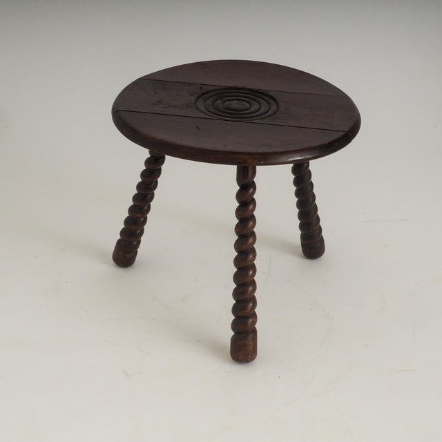 French Oak Tripod Side Table attributed to Charles Dudouyt, 1950s For Sale - Image 13 of 18