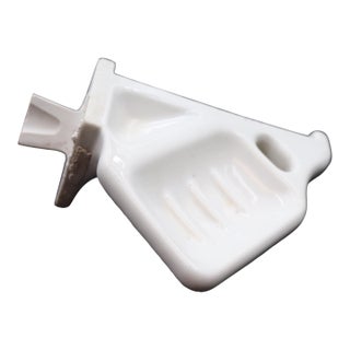 Vintage Ceramic White Corner Wall Soap & One Toothbrush Holder For Sale