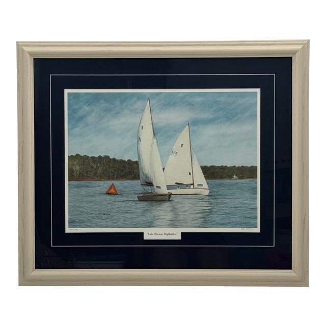 1990s Cotton Ketchie Lake Norman Highlanders Signed Numbered Framed Print 322/750 26x22 For Sale