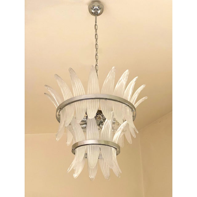 Contemporary Sanded “Palmette” Murano Glass Chandelier For Sale - Image 12 of 13