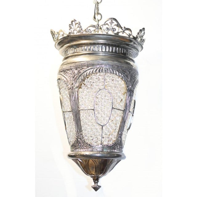 Glass Victorian Silver Plate Lantern in Crystal Glass For Sale - Image 7 of 7