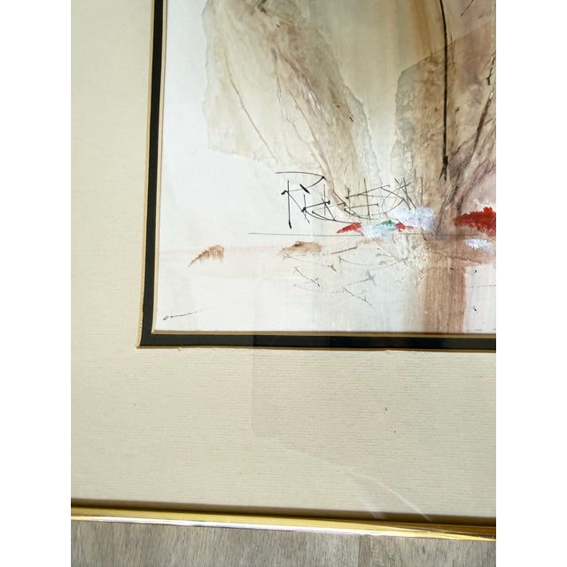 Beige Bill Richardson Framed Modern Floral Still Life Watercolor Painting 1980’s 24” X 36” For Sale - Image 8 of 9