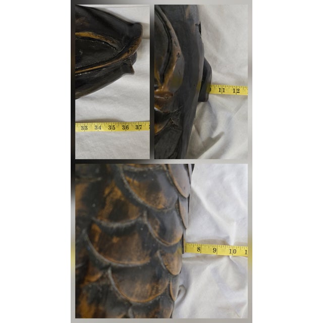 Antique Japanese Carved Wood Koi Fish Jizaikagi Pot Hook Meiji Period For Sale - Image 15 of 18