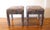 This is a pair of mid century modern Milo Baughman style Parsons ottomans that have fully upholstered tops, base and legs,...