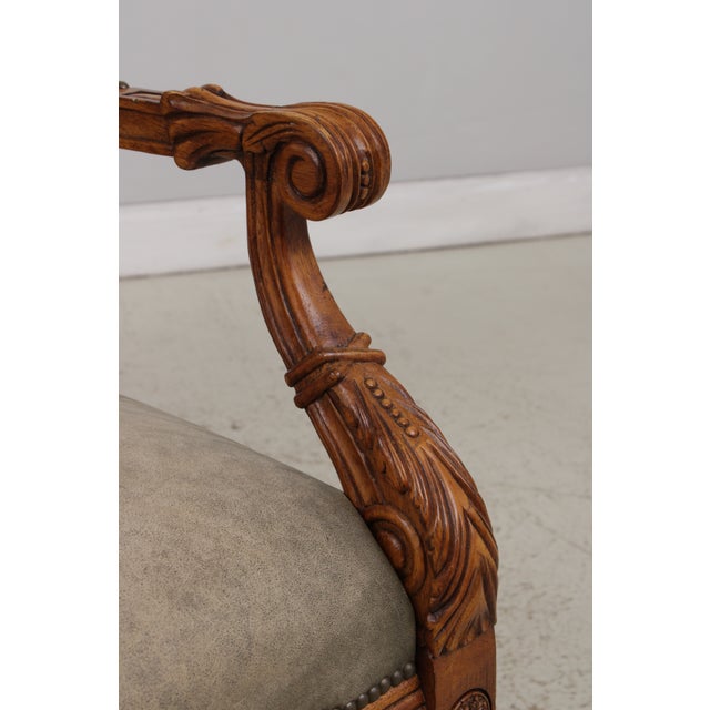 French Louis XVI Carved Leather Arm Chair For Sale - Image 13 of 17
