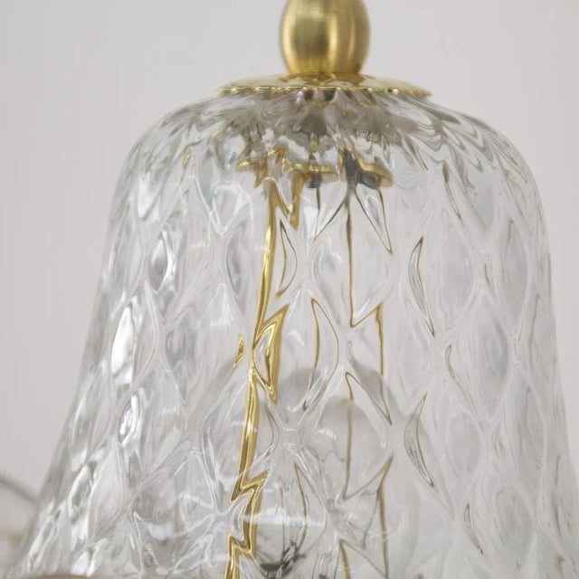 Metal Transparent Murano Glass Table Lamps with Artistic Golden Artistic Decorations, Italy, Set of 2 For Sale - Image 7 of 9