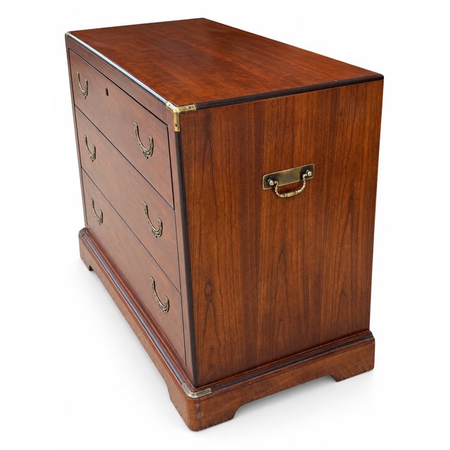 1970s National Mt. Airy Campaign-Style Three-Drawer Chest For Sale - Image 10 of 15