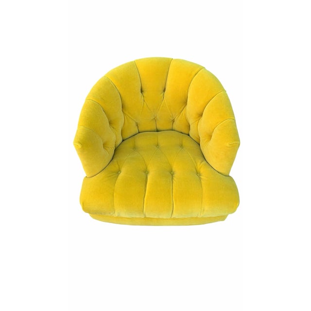 Mid 20th Century Mid Century Modern Harvey Probber Style Tufted Barrel Back Swivel Lounge Chair Newly Reupholstered For Sale - Image 5 of 9
