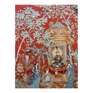 Cowtan & Tout 3 Yards Taj Pahari Cotton Fabric Red For Sale