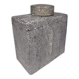Tozai Faux Rayskin Shagreen Canister Jar With Lid Ceramic Vintage For Sale