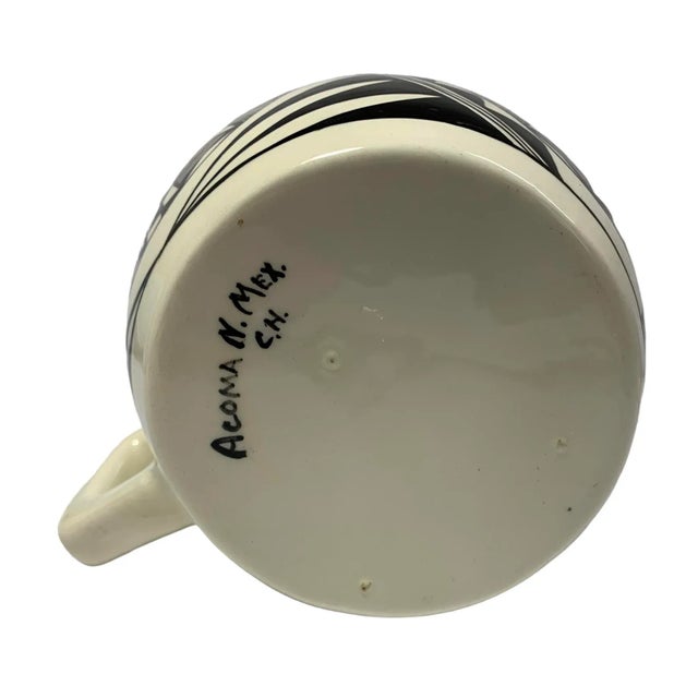 Abstract Acoma Pueblo Pottery Signed C H Large Glazed Mug For Sale - Image 3 of 8