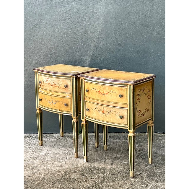 Vintage Distressed Hand-Painted Wood Nightstands For Sale - Image 13 of 16