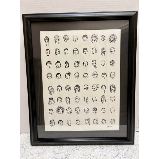 Paper Vintage Artisan Ink Sketch of Many Artist Faces Entitled “Artist Seen” For Sale - Image 7 of 10