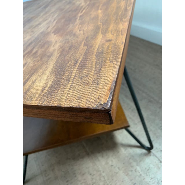 Mid 20th Century Mid-Century Modern Iron Leg Table With Swivel Top For Sale In Seattle - Image 6 of 11