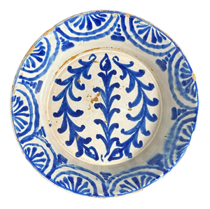 Antique Spanish Blue and White Fajalauza Lebrillo Bowl, 1800s