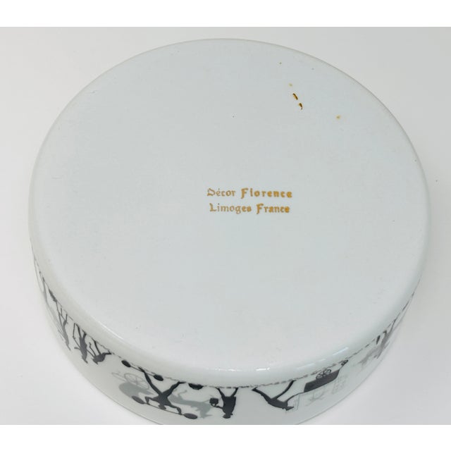 Black Vintage Limoges Porcelain Lidded Box Black White Parisian Silhouette 1980s For Sale - Image 8 of 18