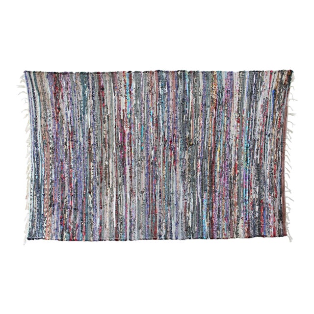 Colorful Striped Sari Rug 40" X 60" For Sale