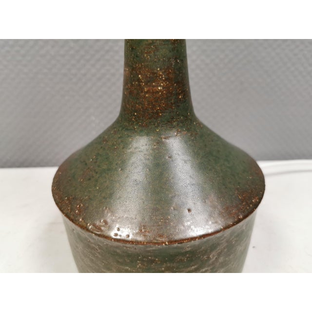 Ceramic Dark Olive Green Stoneware Lamp from Palshus, Denmark, 19560s For Sale - Image 7 of 14