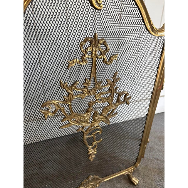 Victorian Style Brass Floral Bouquet Fireplace Screen For Sale - Image 4 of 7