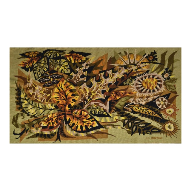 Jean-Claude Duprez Handwoven French Wool & Cotton Tapestry Fall Leaves 1960 For Sale