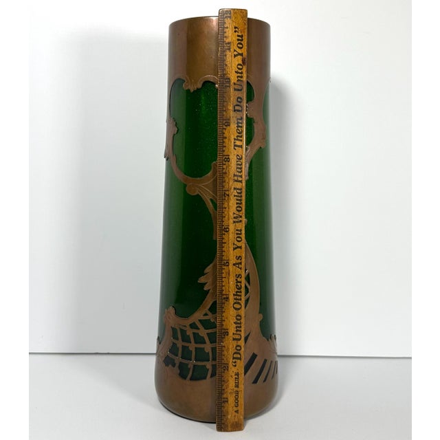 Loetz Green Aventurine Art Glass Vase: Copper Overlay, c. 1900 For Sale - Image 9 of 10