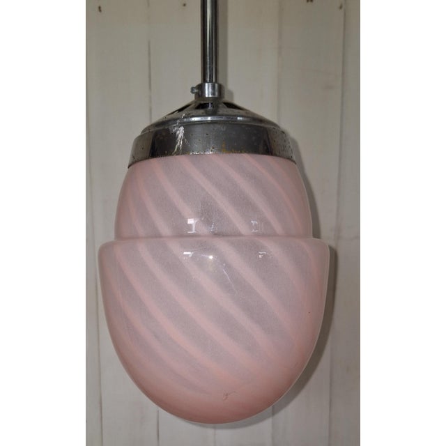Mid-Century Italian Ceiling Lamp with Chrome-Plated Metal Mounting and Teardrop-Shaped Pink-Tinted Glass Shade, 1960s For Sale - Image 4 of 7