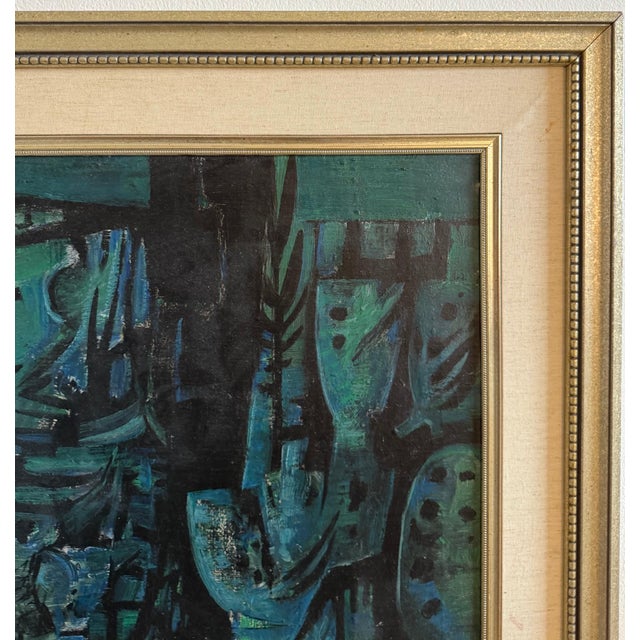 Yosl Bergner, Israeli Expressionist Oil Painting Yosl Bergner Modernist Abstract Composition, 1961 For Sale - Image 11 of 13