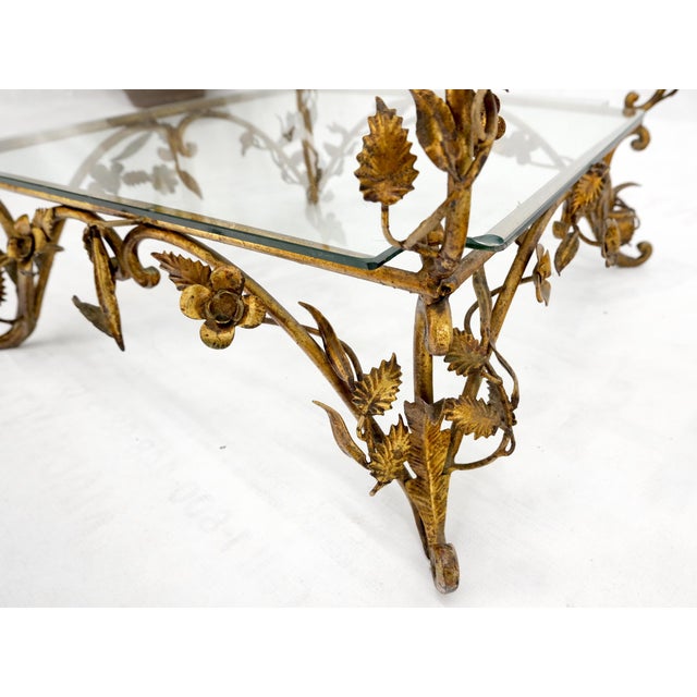 Hollywood Regency Gilt Metal Flowers Decorated Italian Pyramid Shape Display Shelves Etagere Table For Sale - Image 3 of 16