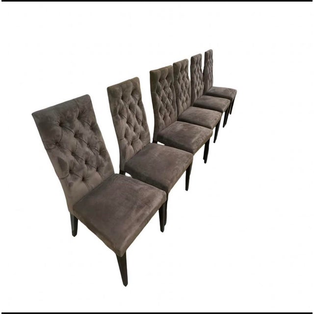 Set of 6 Italian Tufted Velvet Dining Chairs by Alf Uno s.p.a., Italy For Sale - Image 4 of 10