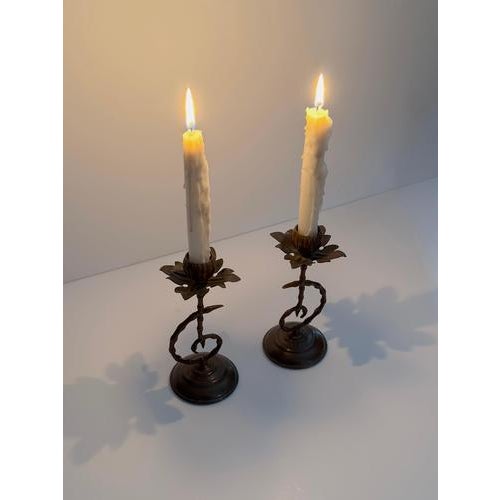 English Aesthetic Movement Japonisme Copper Candlesticks, 1880s, Set of 2 For Sale - Image 9 of 10