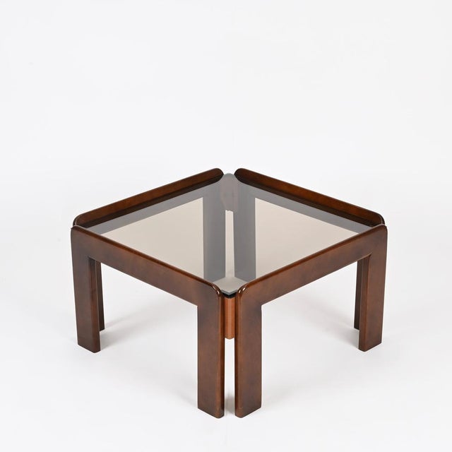 Italian Square Coffee Table with Bronzed Glass by Afra & Tobia Scarpa, 1960s For Sale - Image 6 of 15