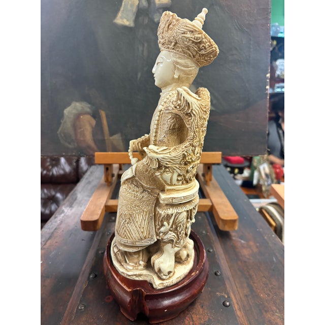 Chinese Empress Emperor Figurine Faux Ivory For Sale - Image 10 of 14