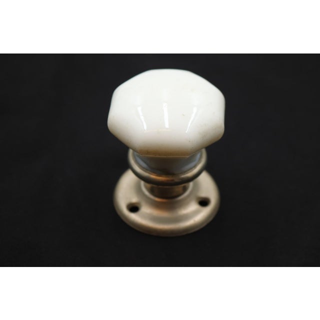 Traditional Antique Milk Glass Nickeled Brass Dummy Door Knob For Sale - Image 3 of 5