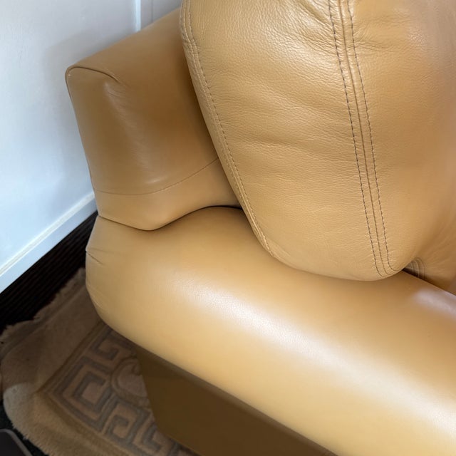 Animal Skin Ethan Allen Conor Leather Sofa, Camel For Sale - Image 7 of 12