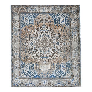 1970s Vintage Persian Handmade Wool Cotton Brown Area Rug For Sale